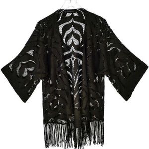 Zara Black Lace Tassle Kimono